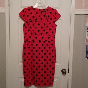 Red dress with black polka dots
